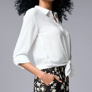 Simply Vera Vera Wang Knot-Front Roll-Tab Shirt - Small, White NWT